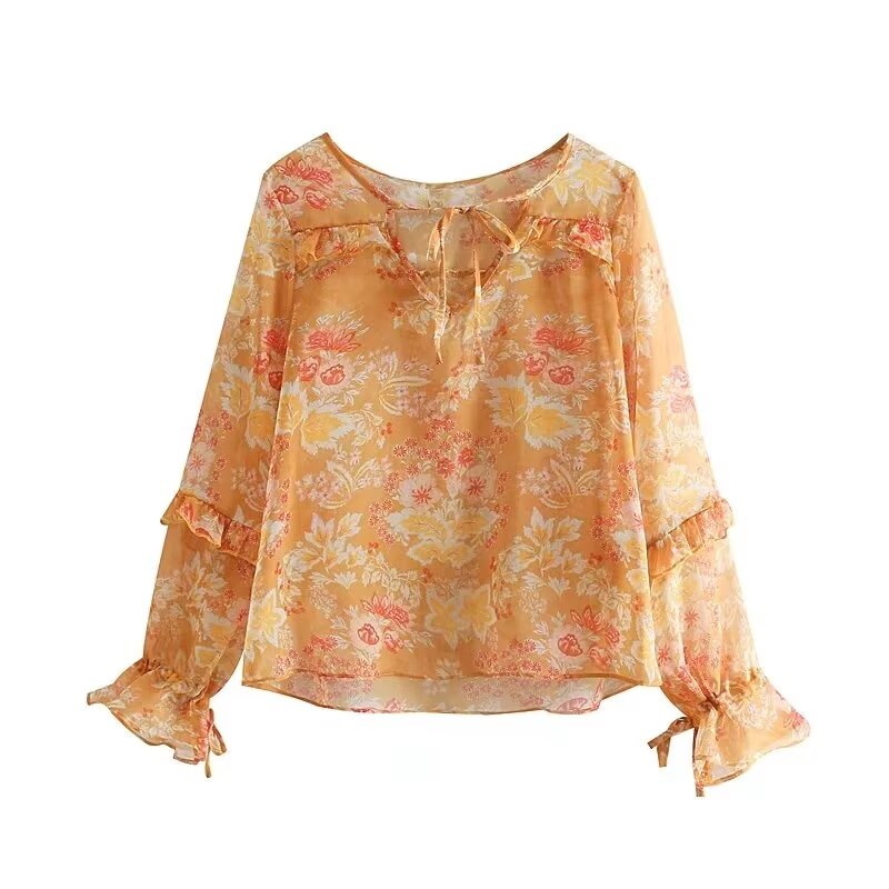 French Minority Vacation Ruffled Decorative Long Sleeved Shirt Autumn Winter Western Youthful Looking Casual Top