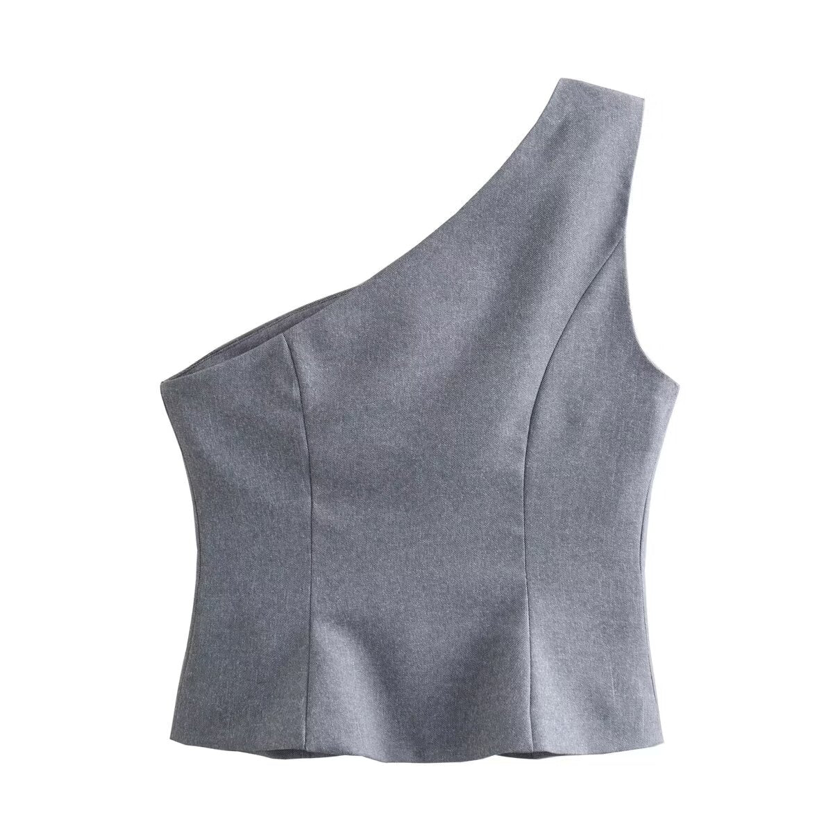 Women Asymmetric Vest Pleated Design Skinny Pant Set