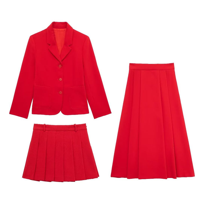 Winter Women Clothing Blazer Skirt Set