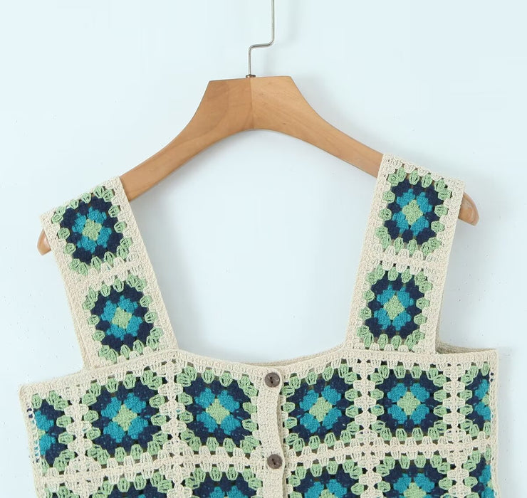 Women Clothing Crocheted Short Vest Top Casual Wild