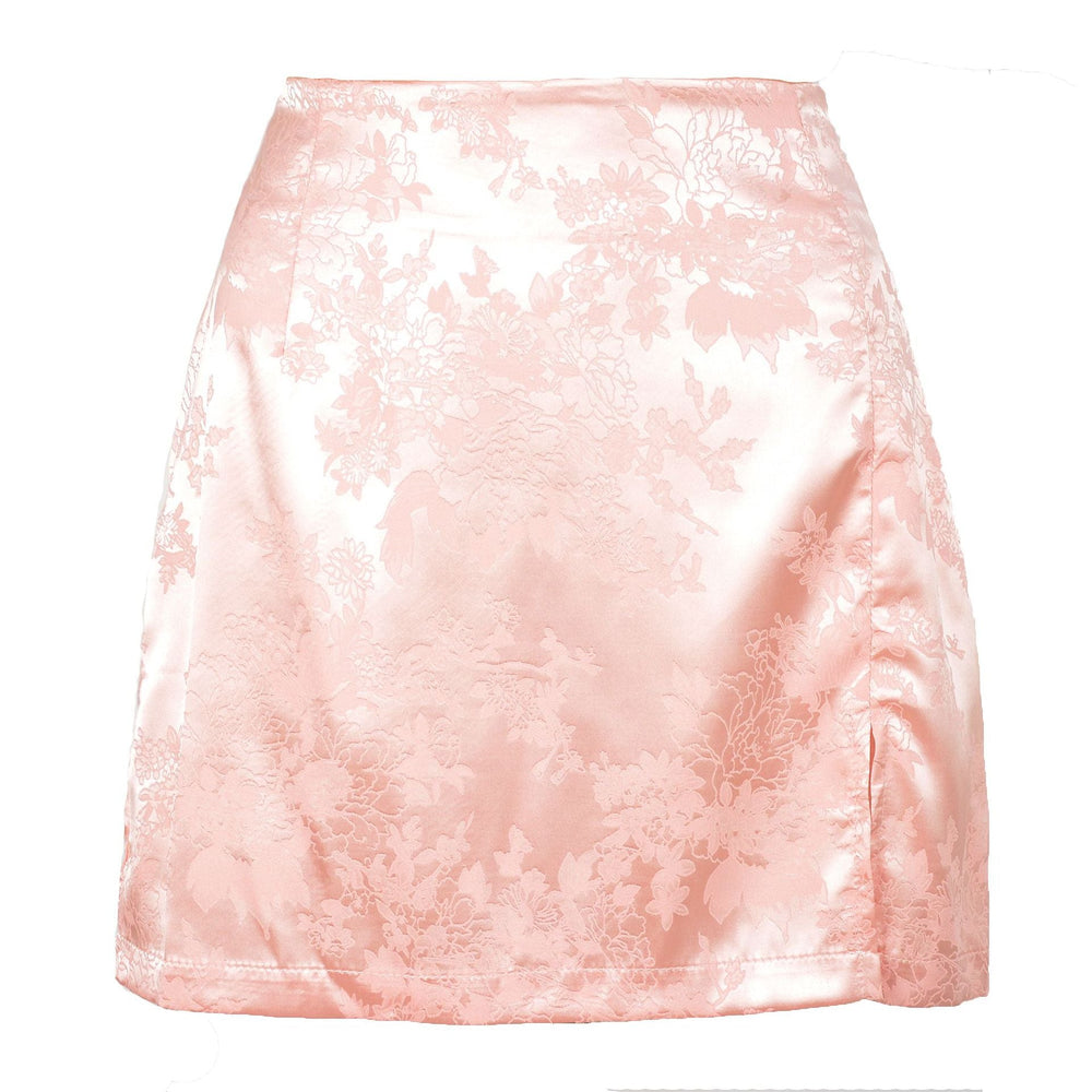 Skirt Sexy Jacquard Satin High Waist Zipper Skirt