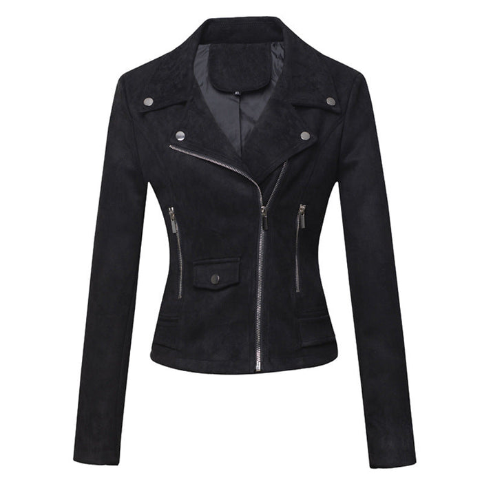 Women Clothing Motorcycle Jacket Women Leather Top Short Slim Suede Leather Jacket Women