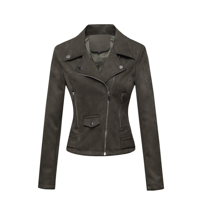 Women Clothing Motorcycle Jacket Women Leather Top Short Slim Suede Leather Jacket Women