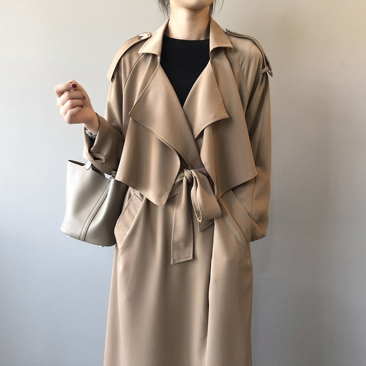 Autumn New Fashion Elegant Long Trench Coat For Women Retro British Baggy Coat Women