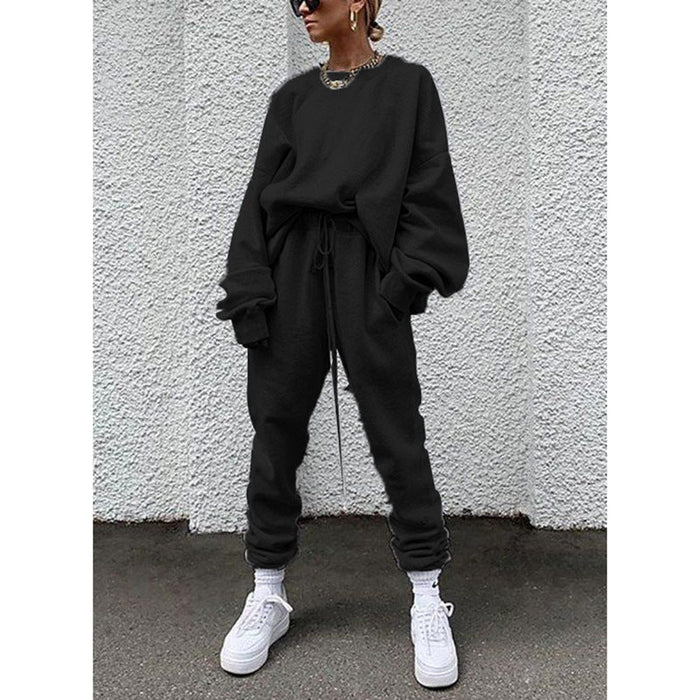 Solid Color Long-sleeved Trousers Loose Casual Suit