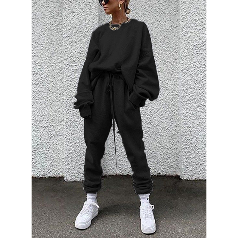 Solid Color Long-sleeved Trousers Loose Casual Suit