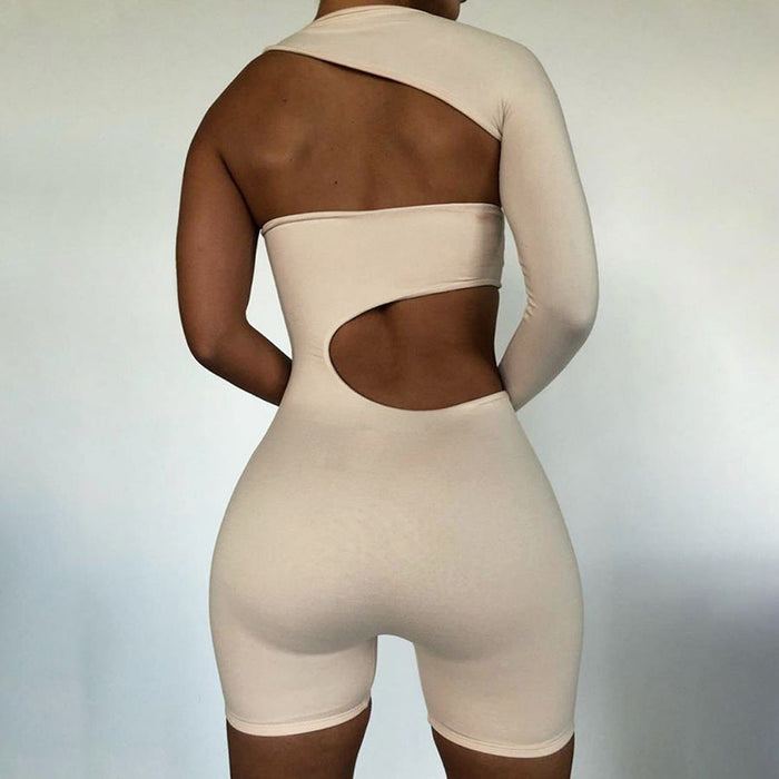 Women Clothing Spring Long Sleeve Sexy Hollow Out Cutout Sports Romper