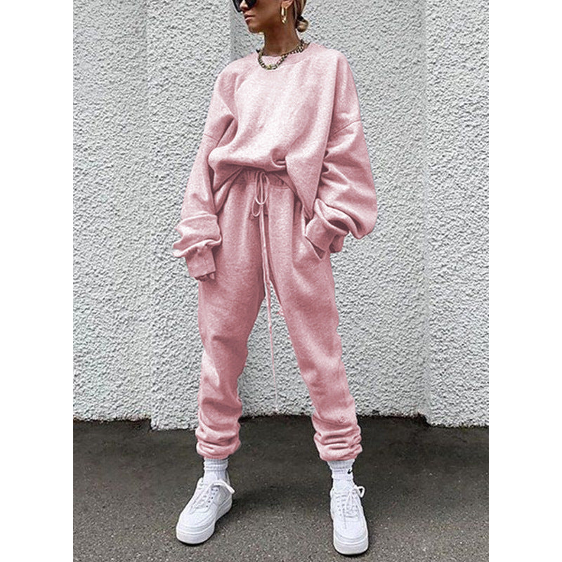 Solid Color Long-sleeved Trousers Loose Casual Suit