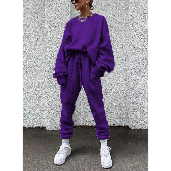 Solid Color Long-sleeved Trousers Loose Casual Suit