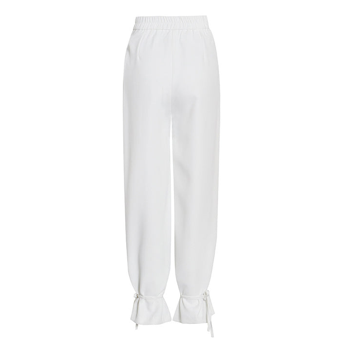 White Women Trendy Office Design Wide leg Pants Two piece Set