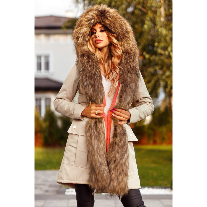 Autumn Winter Thickening Mid Length Wool Coat Parka Coat Winter Hooded Warm Windbreaker Women Clothing