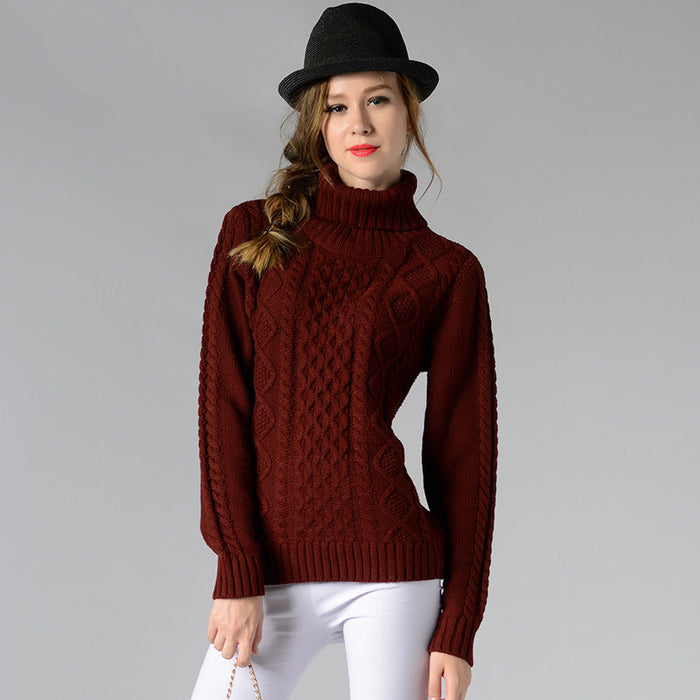 Women Turtleneck Long Sleeve Twisted Bottoming Women Sweater