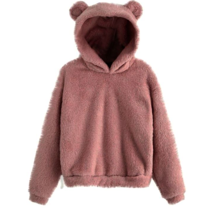 Autumn Winter Fluffy Rabbit Ears Hooded Warm Plus size