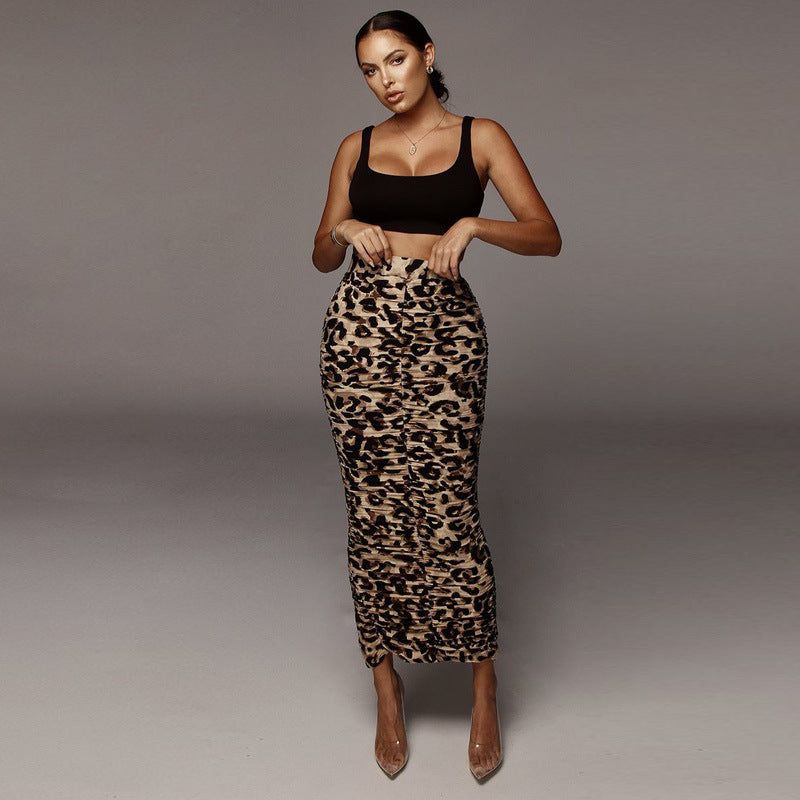 Leopard Print Snake Print Plus Size High Waist Skirt Split Long Skirt Hip Skirt for Women Summer