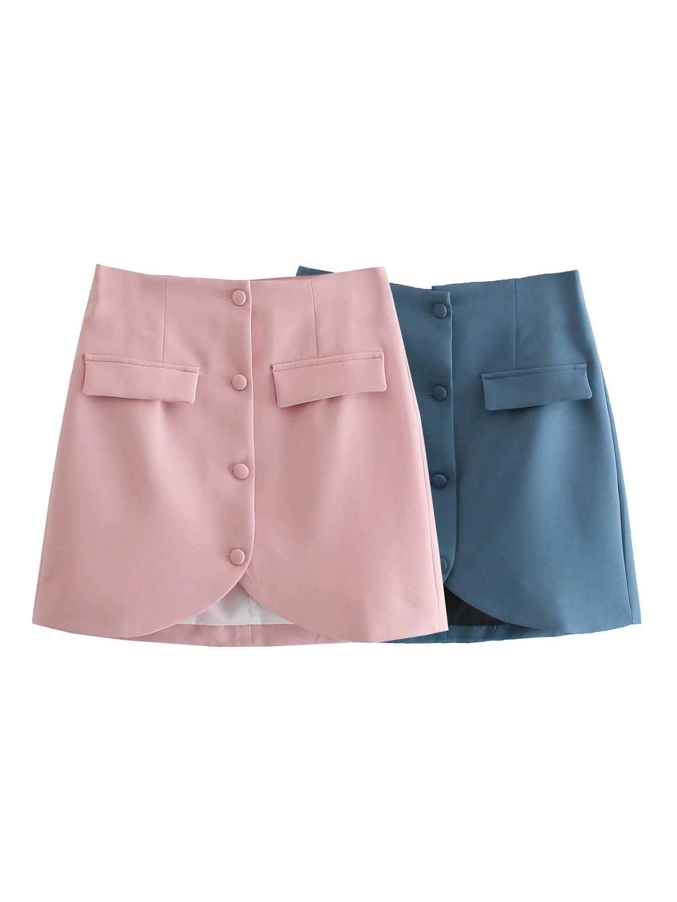 Autumn Women Clothing Pocket Decorative Single-Breasted Sheath Skirt