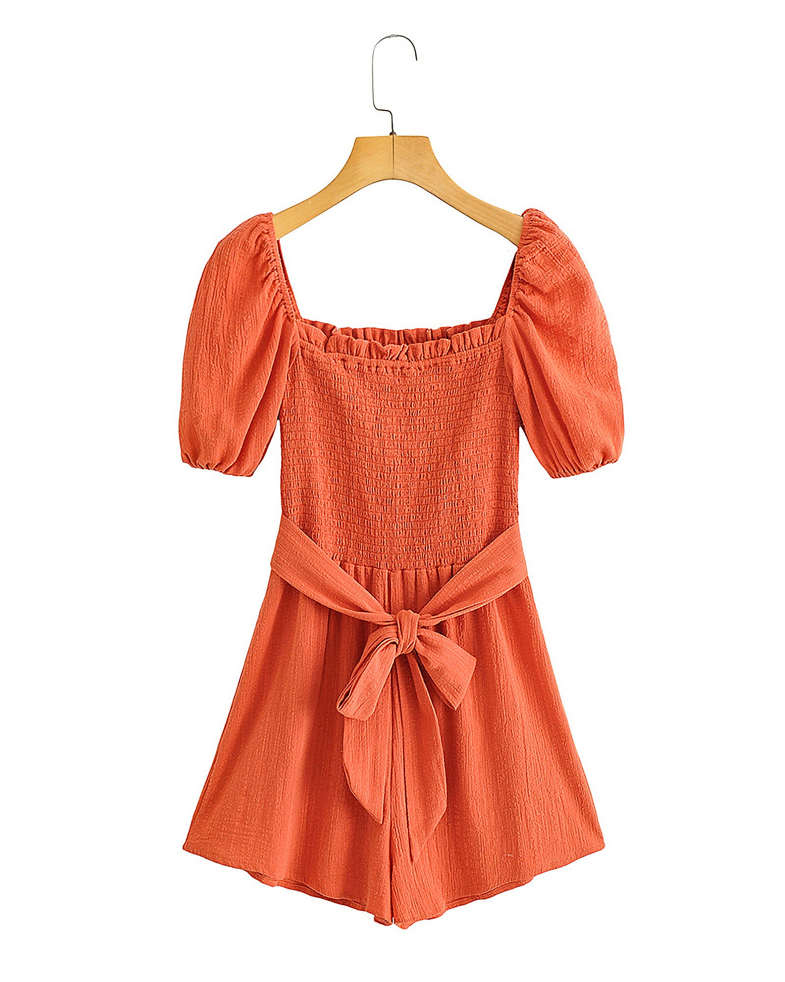 Sexy sexy off-Neck Cotton Crepe Strip Summer New American Suit for Women Smocked Romper
