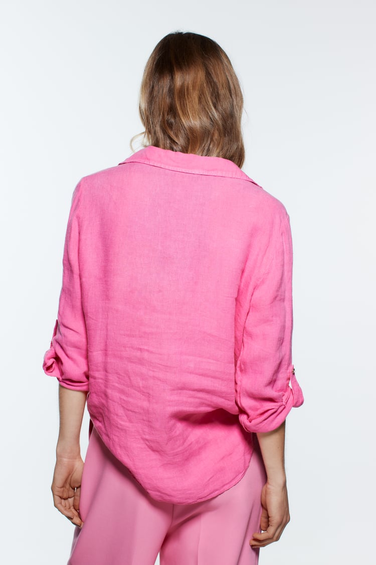 Summer New Three-Color Slub Cotton Long-Sleeved Shirt Mid-Length Pullover Top