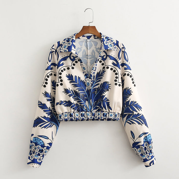 Summer Women Clothing Long Sleeve Positioning Printed Shirt