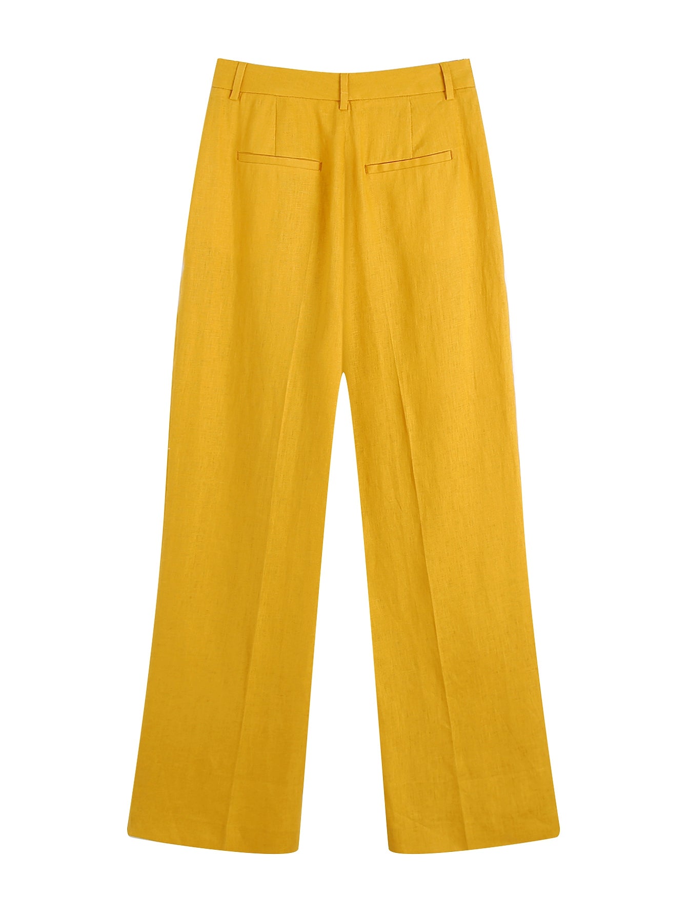 Summer Retro High Waist Slimming Yellow Trousers Straight Pants Women