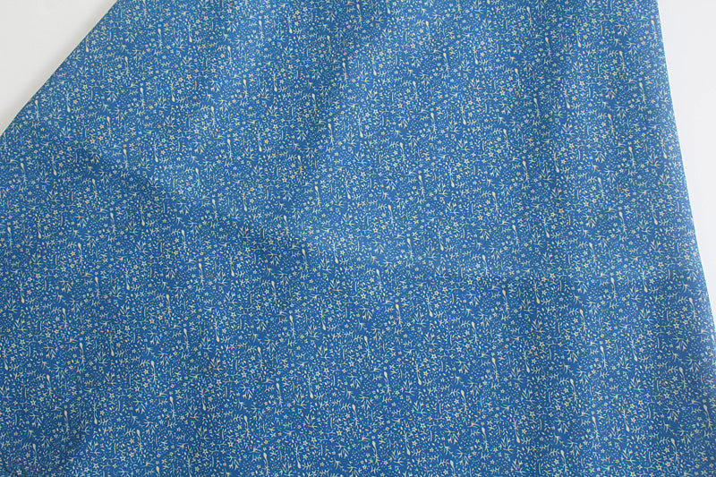 Spring Elegant V-neck Puff Sleeve Blue Printing A-line Dress for Women