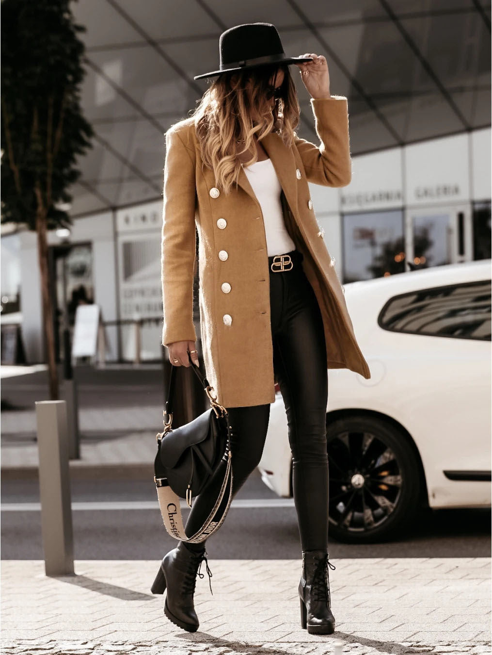 Autumn Winter Long Sleeve Blazer Collar Double Breasted Woolen Coat Coat for Women