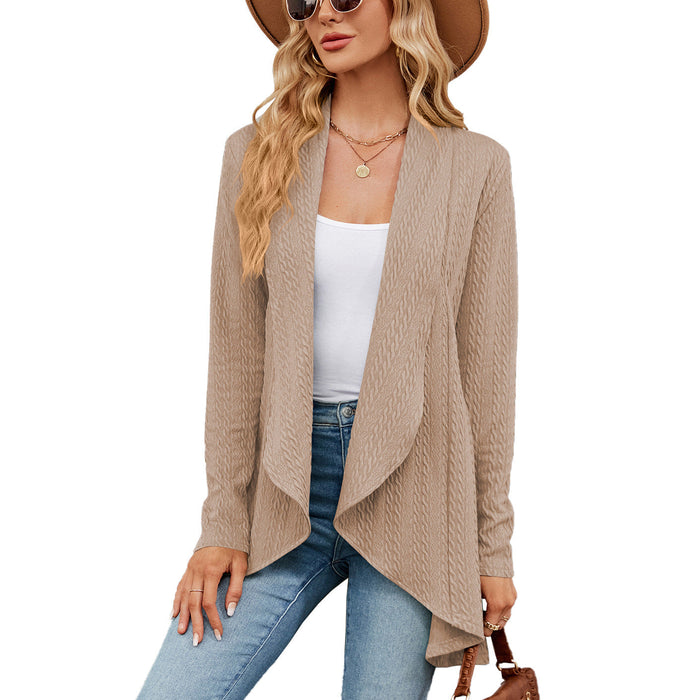 Autumn Winter Long Sleeve Solid Color Loose Cardigan Top Women Knitting Coat