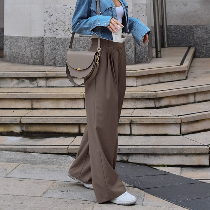 Fall Brown High Waist Trousers Design Contrast Color Loose Harem WorkPants Minority All Match Women Clothing