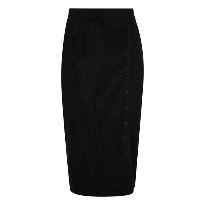 Autumn Winter High Waist Elastic Waist Knitted Skirt Slit Sheath Skirt Mid Length Slimming Women