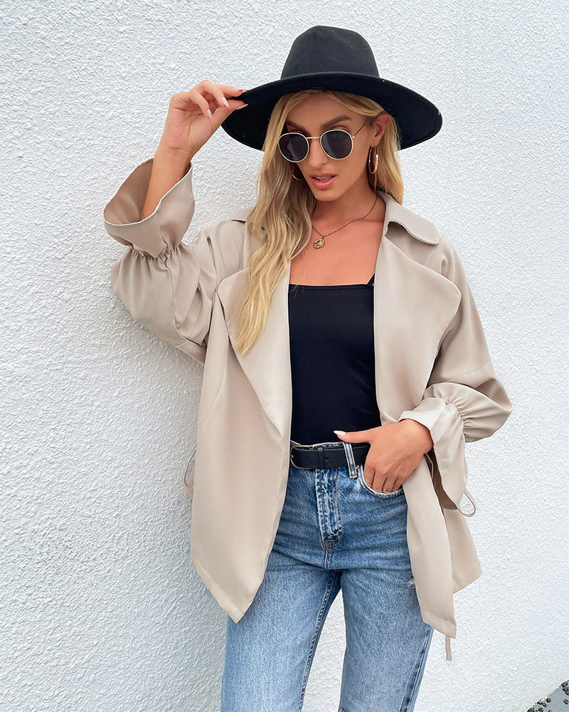 Coat Trench Coat Casual Top Autumn Winter Solid Color