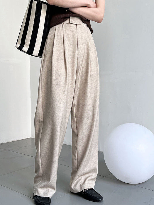 Minimalist Old Money Mopping Work Pant for Women Spring Autumn Office Loose Drooping Wide Leg Pants