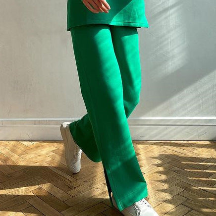 Women Clothing Autumn Winter with Zipper Sweater Trousers Two Piece Set Women