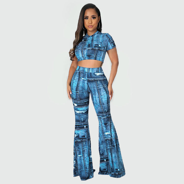 Women Summer Wear Suit Women Clothing School Wide Leg Jeans Draping Effect Trousers