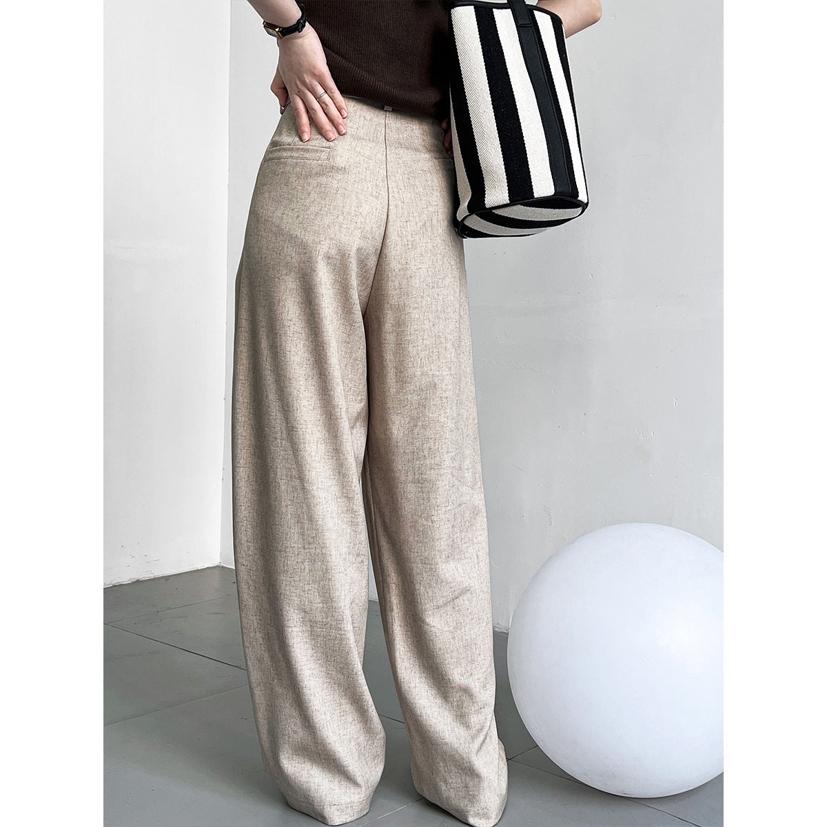 Minimalist Old Money Mopping Work Pant for Women Spring Autumn Office Loose Drooping Wide Leg Pants