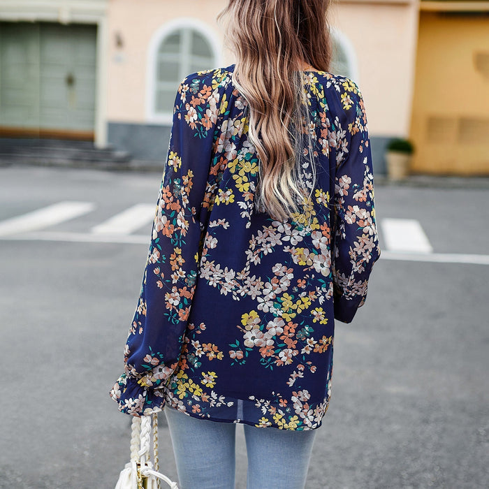 Design Long Sleeved Shirt Women Autumn Elegant Floral Shirt