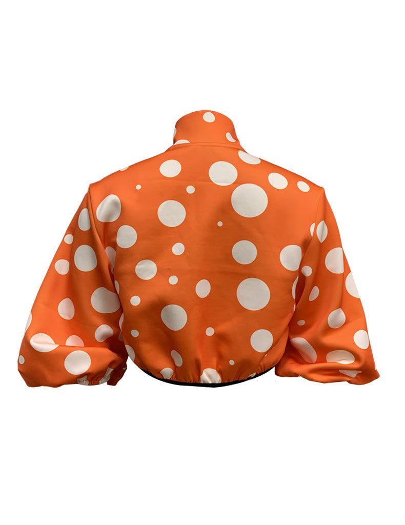 Autumn Winter Personalized Trendy Polka Dot Short Small Jacket Coat for Women
