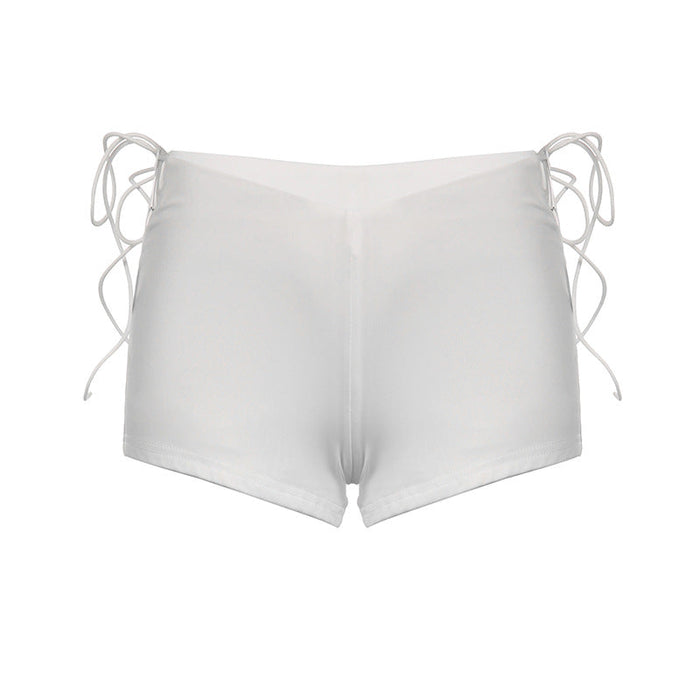 Niche Pure Sexy Hollow Out Cutout Out Tied Low Waist Sexy Sports Casual Stretch Mini Shorts