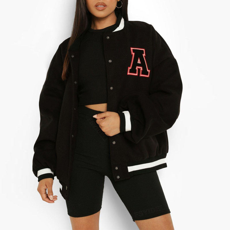 Women Clothing Varsity Jacket Women Autumn Winter Hip Hop Fleece Padded Jacket