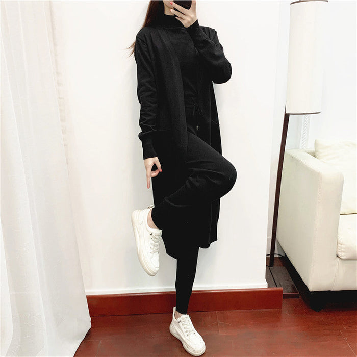 Autumn Fashionable Graceful sets Women Clothing Western Youthful Looking Casual Knitted Cardigan Vest Pants Three Piece Set