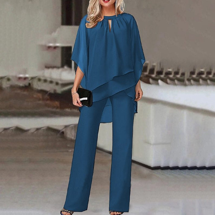 Women Clothing Solid Color Loose Casual Irregular Asymmetric Suit