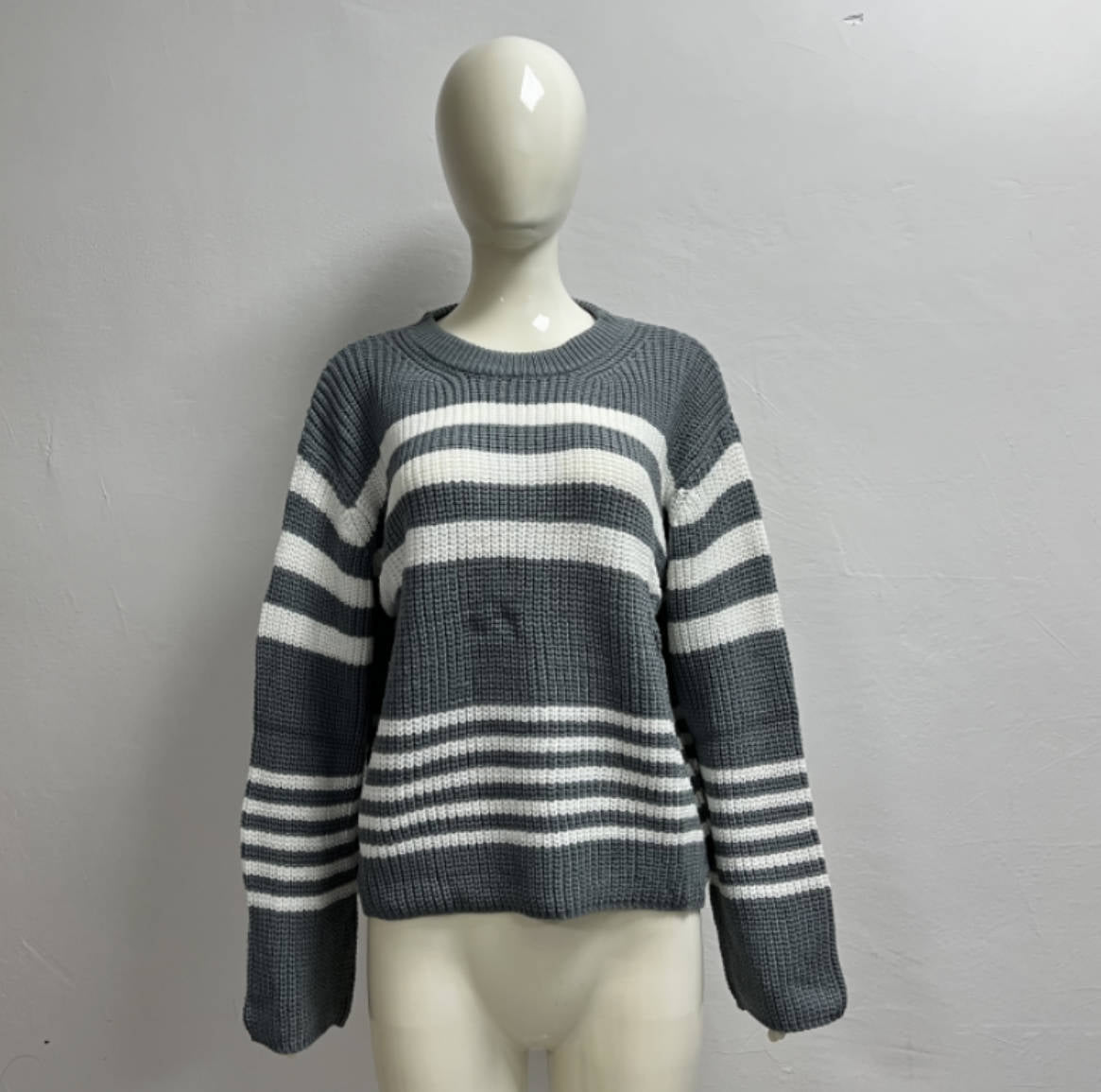 Striped Contrast Color Knitwear Casual All Matching Tops Pullover Women