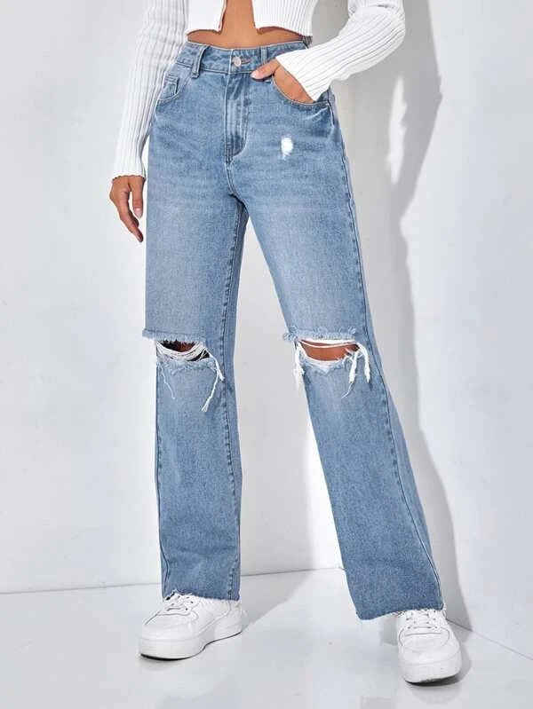Ripped Loose Straight Women Jeans Popular
