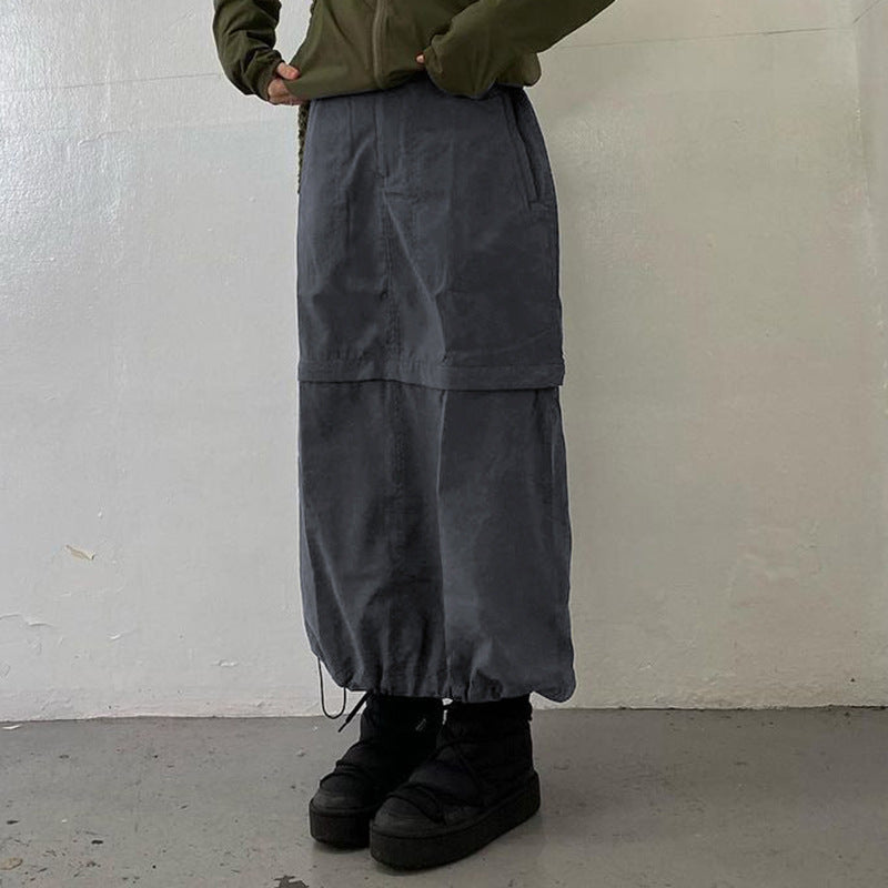 Spring Loose Slimming Solid Color Retro Workwear Half Length Women Skirt