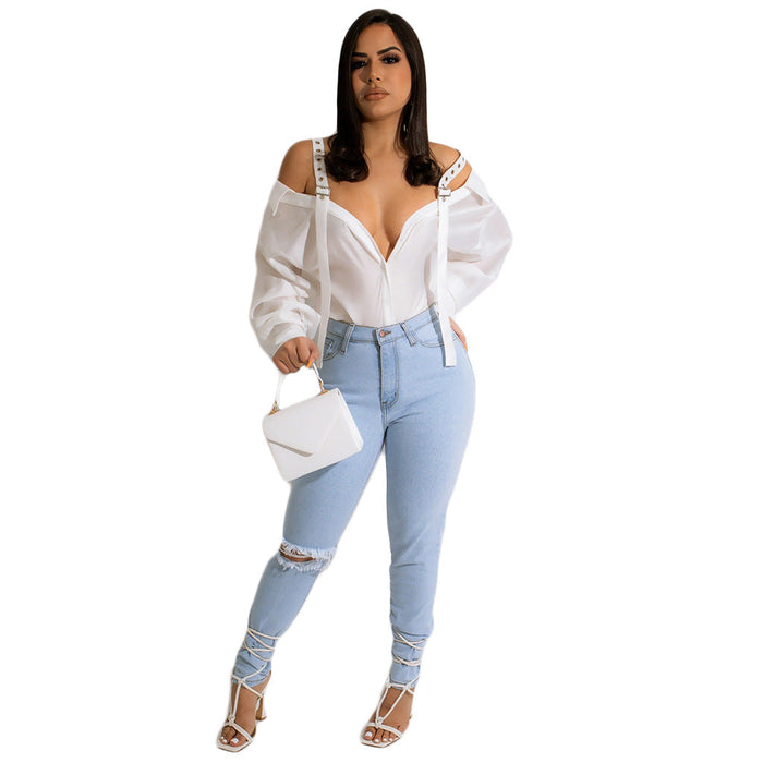 Solid Color Sling Women Shirt