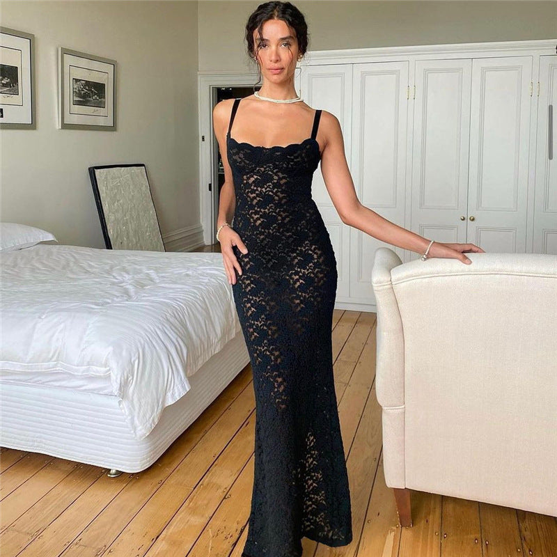 Summer Women Clothing off Neck Sexy See through Lace Slim Dress for Women