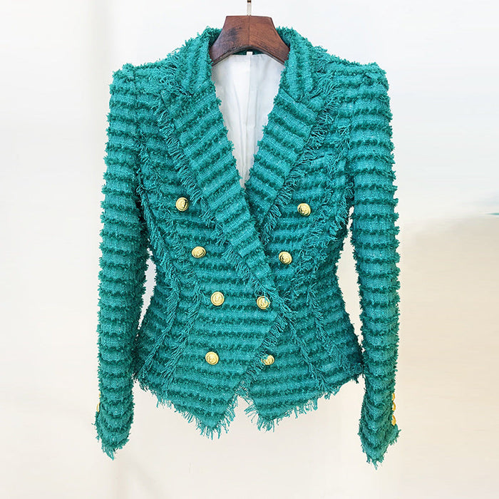 Goods Autumn Winter Star Tassel Fringe Tweed Slim Blazer