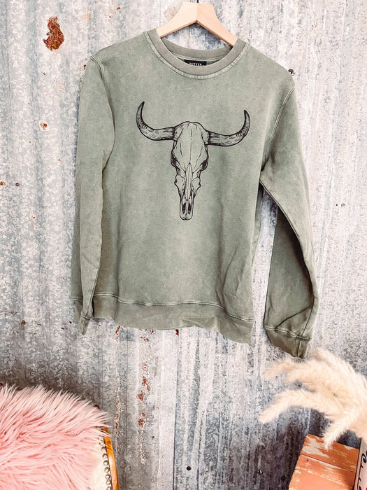 Ladies Cotton Cow Head Glue Printing Pullover Sweater