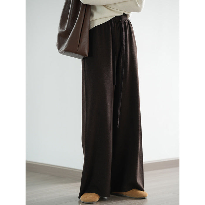 Korean Knitted Wide Leg Pants for Women Autumn Winter High Waist Loose Straight Drooping Long Pants