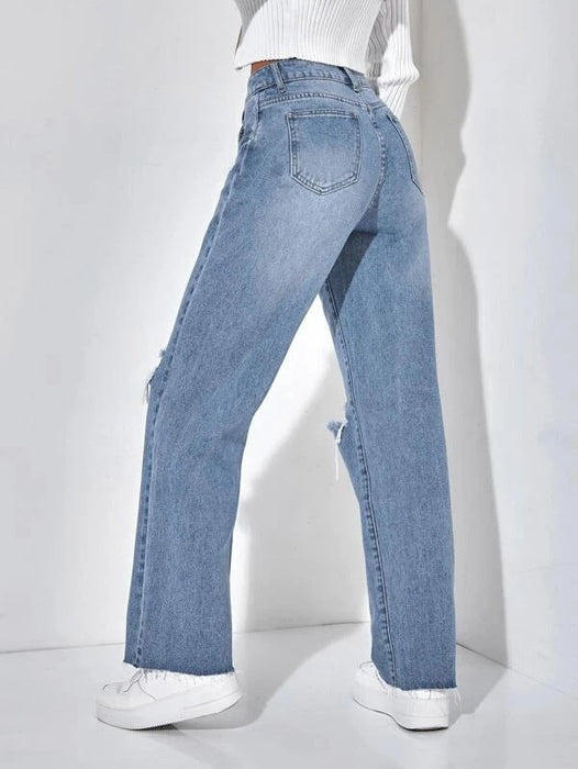 Ripped Loose Straight Women Jeans Popular