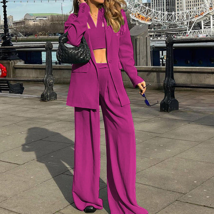 Autumn Winter Stylish Long Sleeves Blazer Suit Set Casual Trousers Two Piece Set