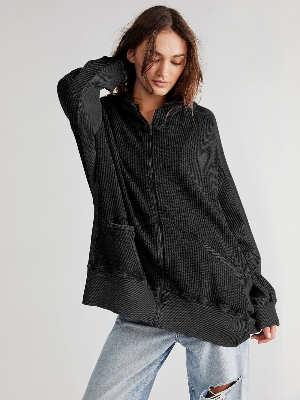Cardigan Zipper Sweater Home Wear Women Outerwear Hoodie Long Coat